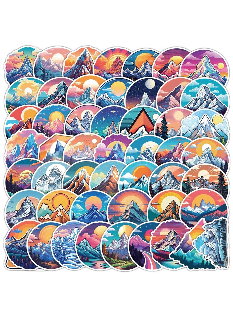ORAINBOW 50 Pcs Snow Capped Mountain Scenery Stickers Beautiful Decals Vinyl Waterproof DIY Decorations for Laptop Water Bottle Guitar Supplies Gift for Family Friends  - Image 1