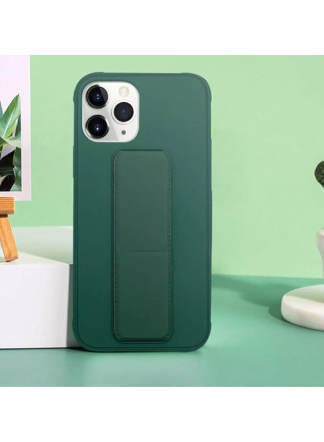 MYK Clear Case Compatible with iPhone 13 PRO 6.1 inch, Cell Phone Grip and Expanding Stand, Shockproof Cover with Grip Holder, Raised Edges for Screen Protection GREEN - Image 1