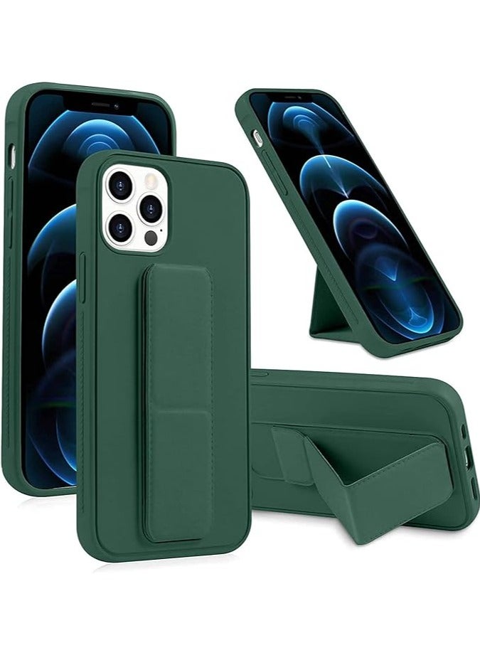 MYK Clear Case Compatible with iPhone 13 PRO 6.1 inch, Cell Phone Grip and Expanding Stand, Shockproof Cover with Grip Holder, Raised Edges for Screen Protection GREEN - Image 3