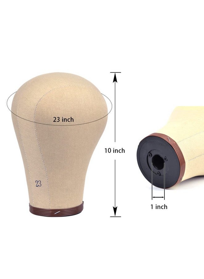 YTBYT 23 Inch Wig Head Cork Canvas Block Head Wig Display Styling Head Mannequin Head With Stand and Mounting Holes - Image 2