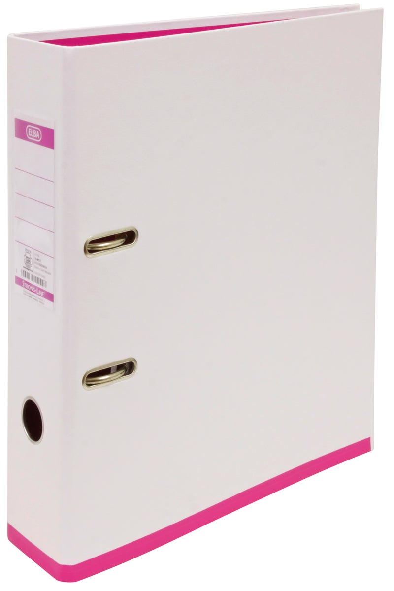 ELBA Standard Box File – 8 cm | A4 | White/Pink | PVC Material