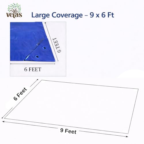 VETAS Waterproof Tarpaulin Sheet 9 x 6 Ft | 120 GSM Blue UV Resistant Tirpal/Tadpatri | Heavy Duty, Tear-Proof, Reusable Cover with Eyelets for Roof, Outdoor, Camping & Vehicle Use - Image 3