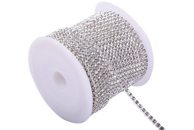 KAOYOO 10 Yards 2MM Crystal Rhinestone Close Chain Trim for Sewing CraftsDIY Decoration