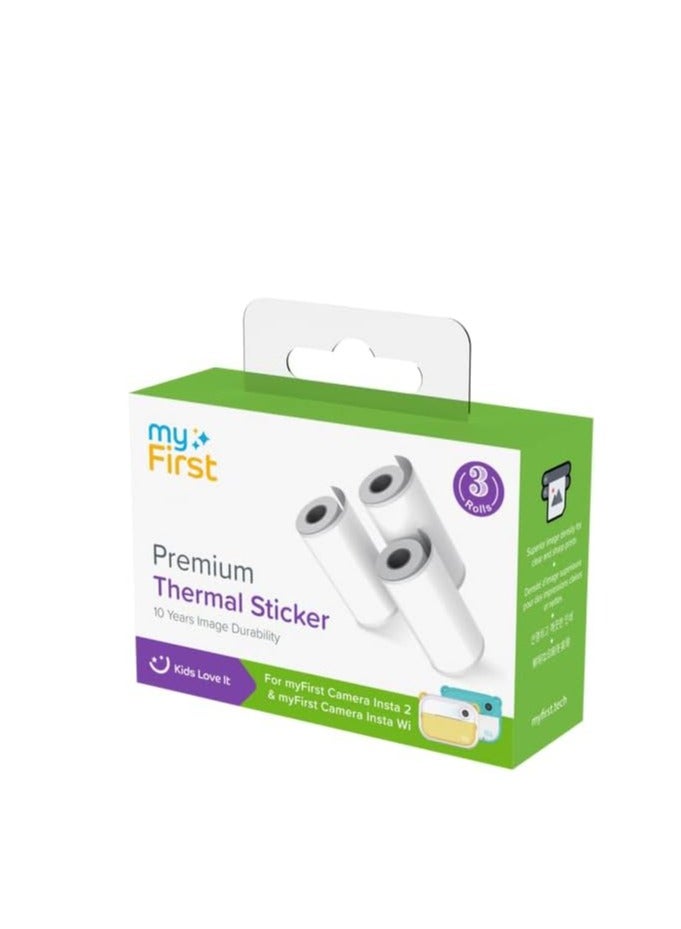myFirst Thermal Sticker | White Thermal Sticker for myFirst Insta 2/Wi, 10 Years of Image Durability, Great Adhesion, 3x Rolls 57mm x 26mm - White - Image 2