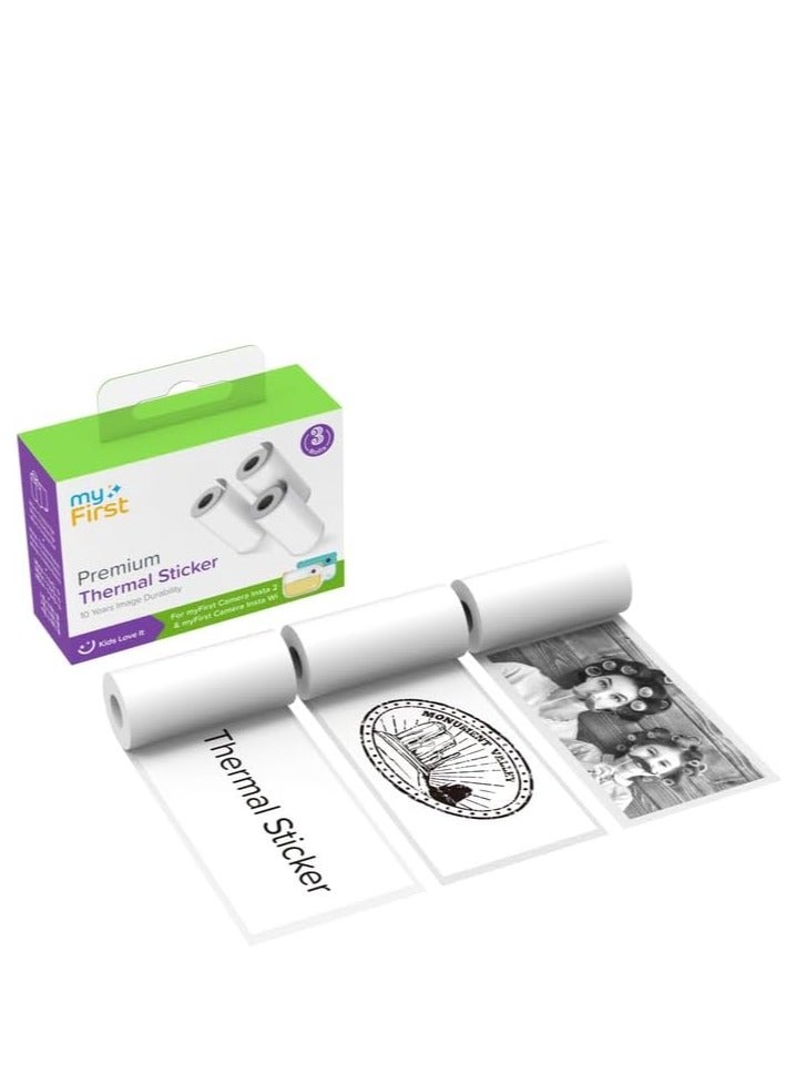 myFirst Thermal Sticker | White Thermal Sticker for myFirst Insta 2/Wi, 10 Years of Image Durability, Great Adhesion, 3x Rolls 57mm x 26mm - White - Image 3