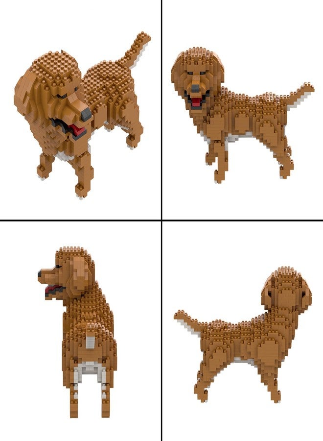 Larcele Micro Building Blocks Animal Set, DIY Mini 3D Building Toy Bricks,824 Pieces KLJM-05(Golden Retriever) - Image 4