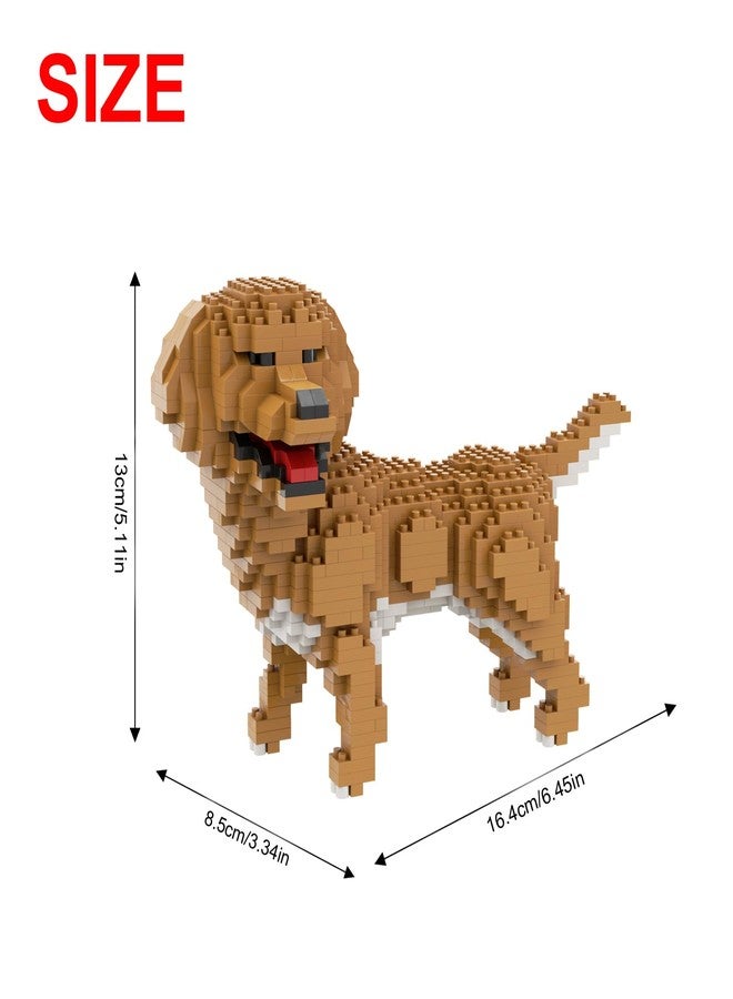 Larcele Micro Building Blocks Animal Set, DIY Mini 3D Building Toy Bricks,824 Pieces KLJM-05(Golden Retriever) - Image 2