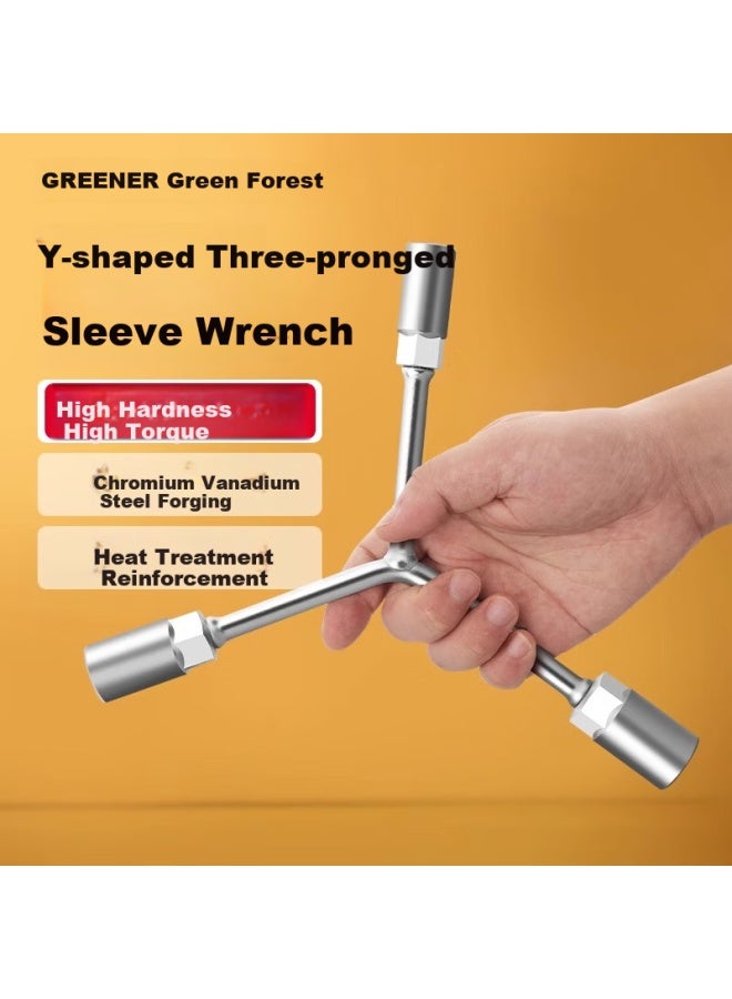 Greener 3-way Socket Wrench Set 8*10*12mm 2 Pieces Household Y-shaped Socket Wrench Tire Wrench Automotive Repair - Image 2