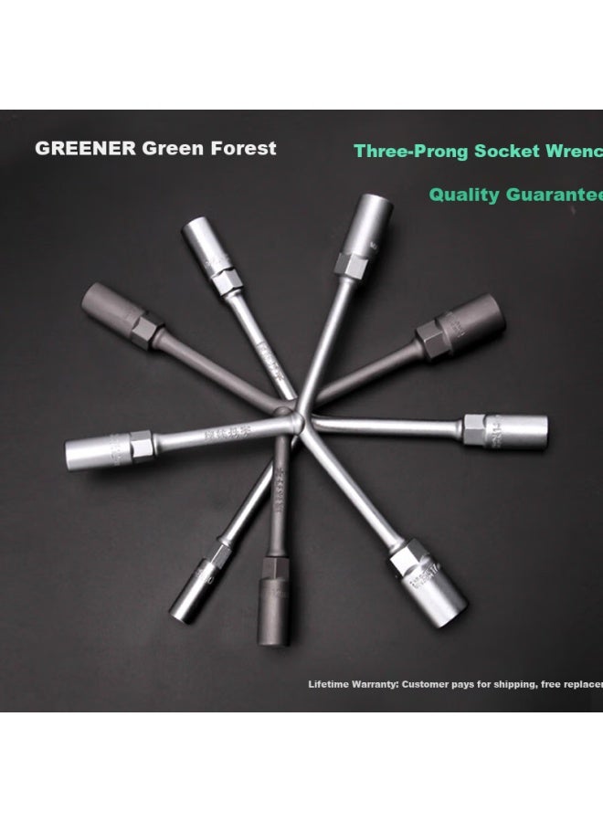 Greener 3-way Socket Wrench Set 8*10*12mm 2 Pieces Household Y-shaped Socket Wrench Tire Wrench Automotive Repair - Image 4