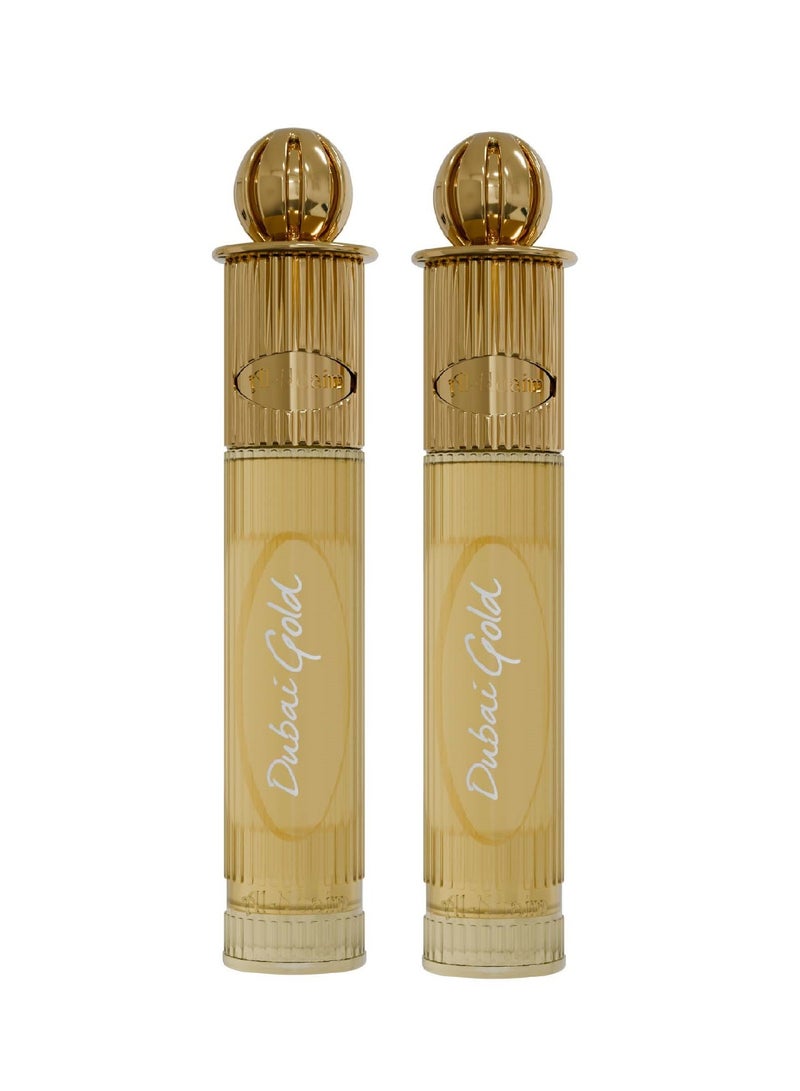 أل نواعم عطر النعيم دبي الذهبي الخالي من الكحول للرجال - عبوة من قطعتين (6 مل لكل منهما) | عطر رائع يدوم طويلاً - Image 1