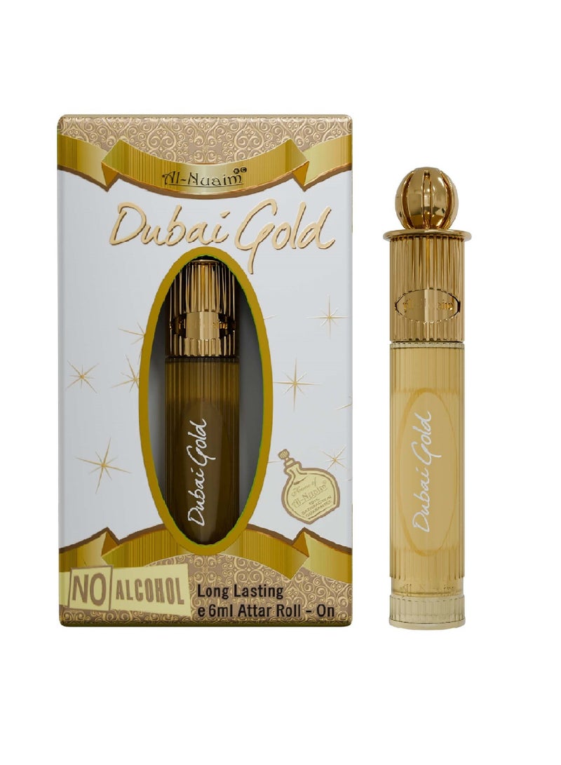أل نواعم عطر النعيم دبي الذهبي الخالي من الكحول للرجال - عبوة من قطعتين (6 مل لكل منهما) | عطر رائع يدوم طويلاً - Image 2