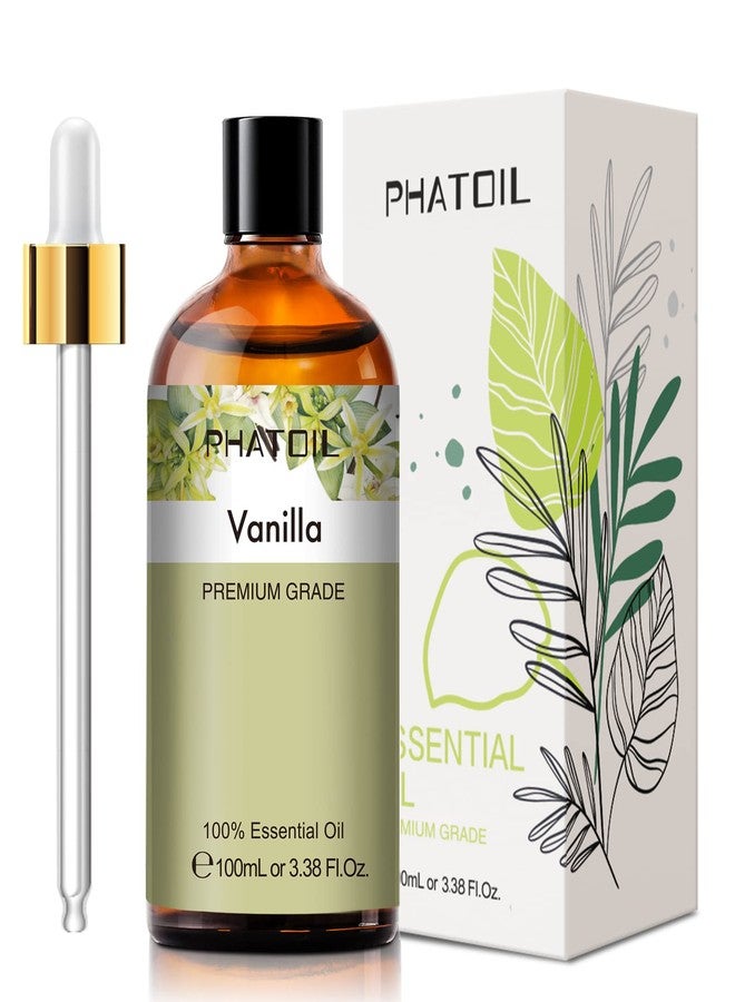 PHATOIL 100ML Vanilla Essential Oil, Huge 3.38fl.oz Bottle Vanilla Oil, Pure Aromatherapy Essential Oils for Diffuser, Humidifier, Scented Oils for Soap, Candle Making - Image 1