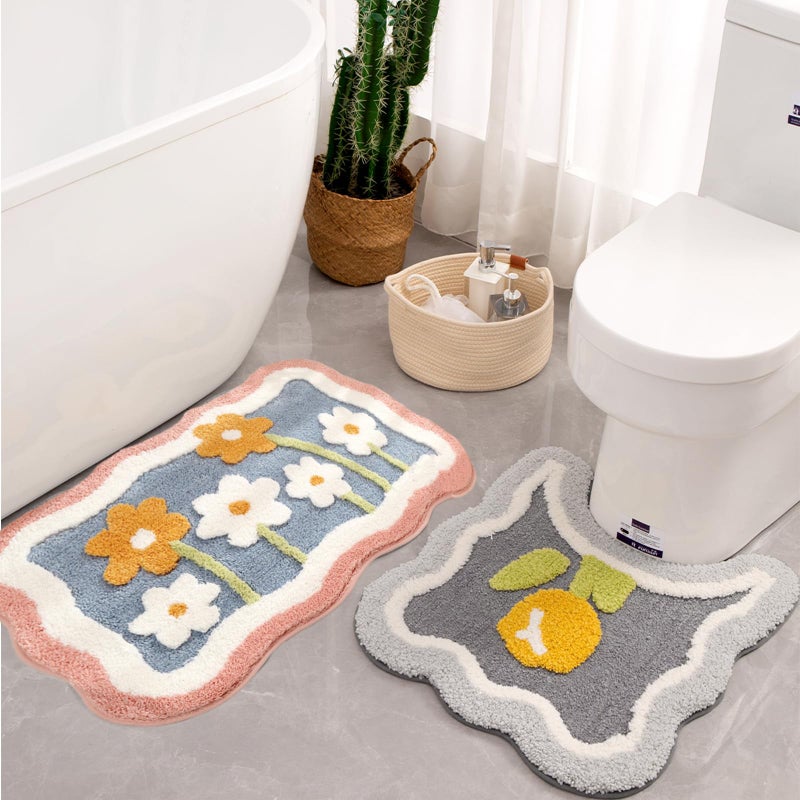PTAEXCEL Bathroom Rug Set 2 Piece, Soft Pink Cute Bath Mat and U-Shaped Contour Toilet Rug, Absorbent Microfiber Plush Bath Rug Set, Non-Slip Bath Carpet, Machine Washable, 32x20 Plus 22x20 - Image 2