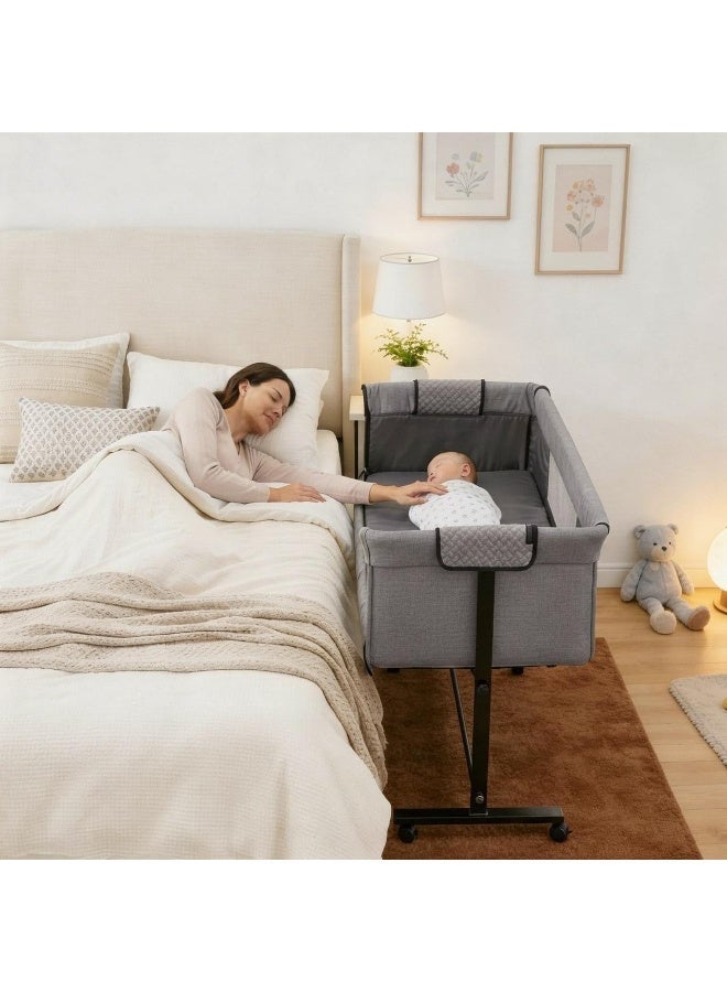 Petit bebe 3-in-1 Adjustable Baby Bassinet and Portable Bedside Sleeper with Storage Basket - Image 2