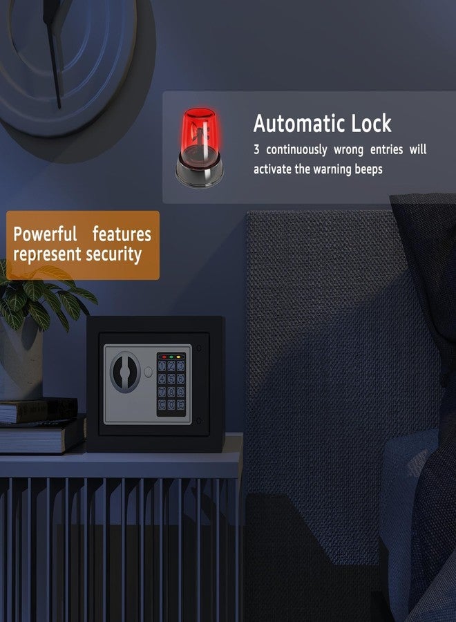 PATRON Small Safe Box for Money with Code and Keys，Solid Mini Safe for Kids with Digital Electronic Security Keypad for Home Office Hotel,Personal Money Safes for Cash,0.236 Cuft (Black) - Image 5