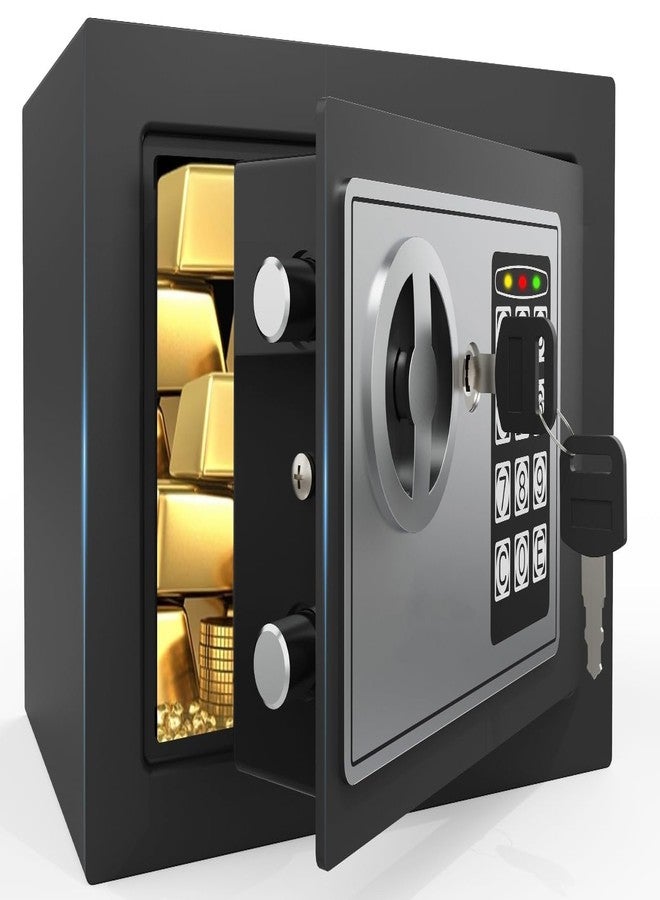 PATRON Small Safe Box for Money with Code and Keys，Solid Mini Safe for Kids with Digital Electronic Security Keypad for Home Office Hotel,Personal Money Safes for Cash,0.236 Cuft (Black) - Image 1