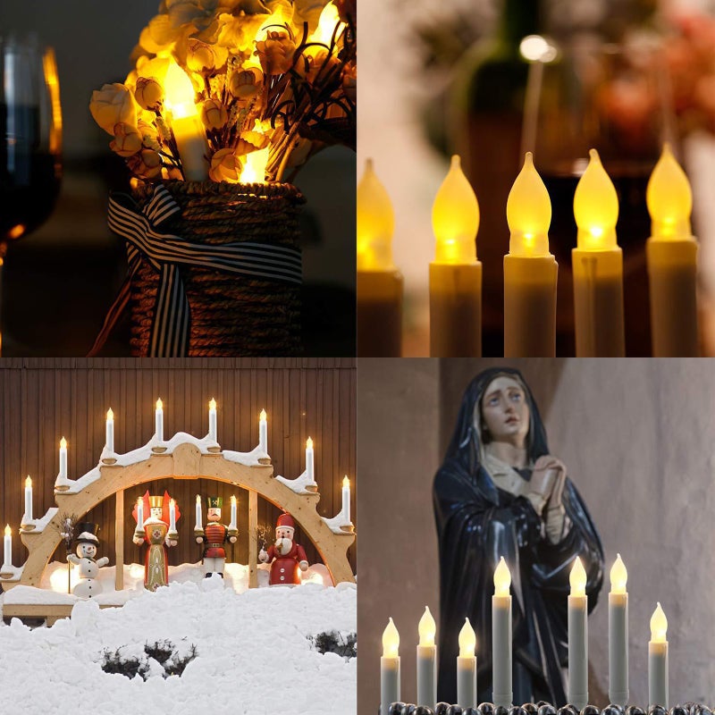 12 شمعة إلكترونية LED شموع ذراع طويل بدون شعلة للزينة في عيد الميلاد - Image 3