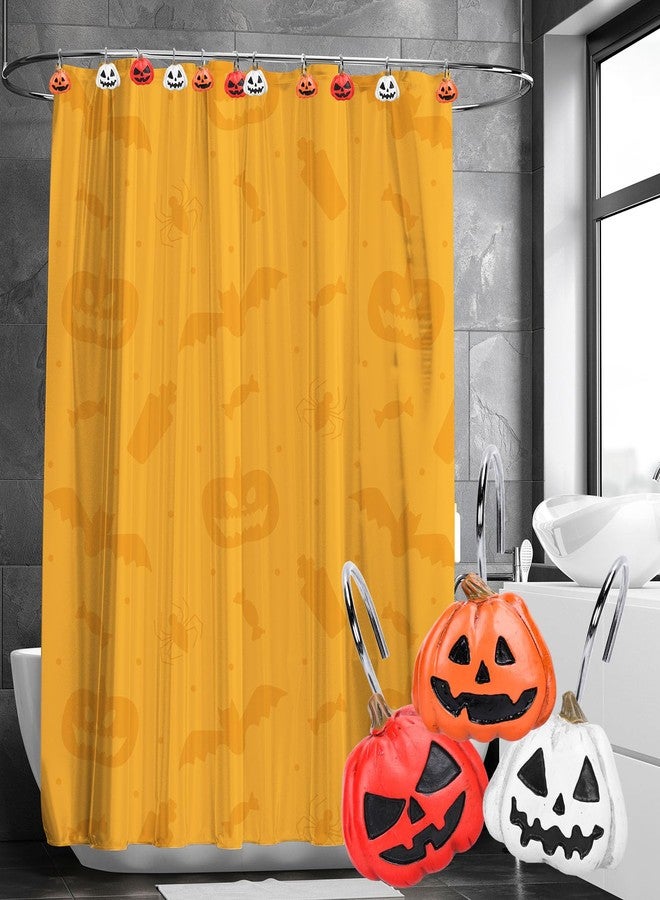Whaline 12Pcs Halloween Shower Curtain Hooks Decorative Pumpkin Face Shower Rod Rings Resin Curtain Hanger Hooks for Living Room Bedroom Bathroom Decor - Image 4