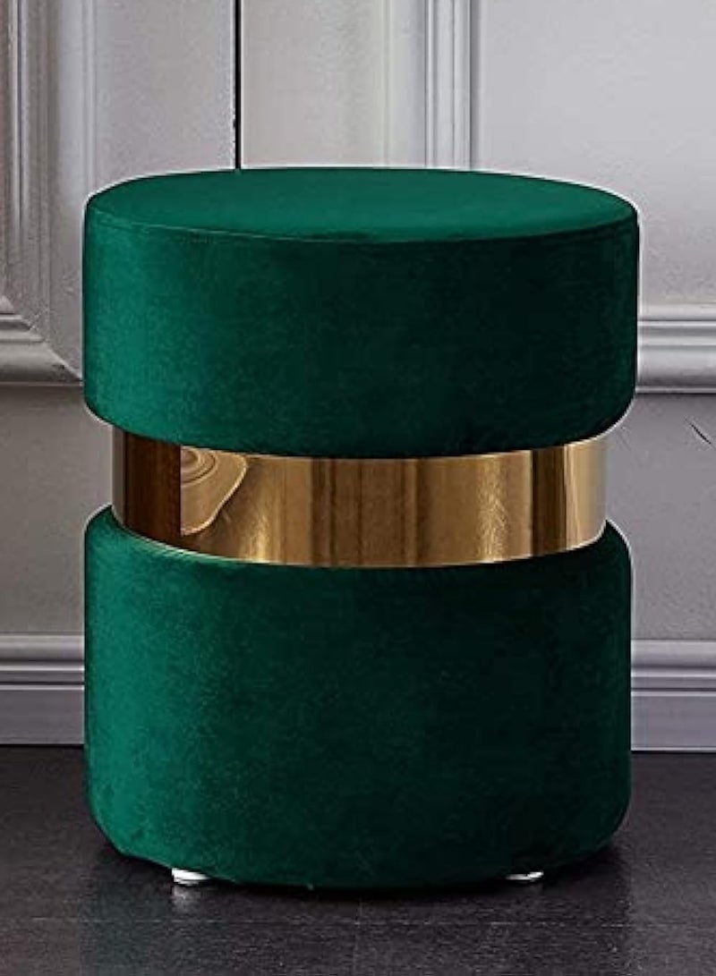 MAPLE HOME DECORATION Maple Home Round Ottoman Velvet Reflective Gold Band Footrest Mushroom Stool Soft Padded Seat Vanity Chairs Make-up Living Bedroom Furniture  - Image 1