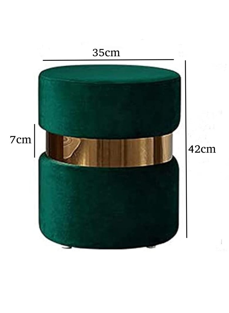 MAPLE HOME DECORATION Maple Home Round Ottoman Velvet Reflective Gold Band Footrest Mushroom Stool Soft Padded Seat Vanity Chairs Make-up Living Bedroom Furniture  - Image 4