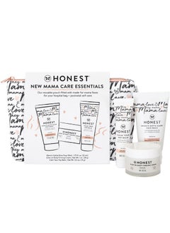 New Mama Care Essentials Gift Set | Hospital Bag Must Haves | Travel Size Nip Balm (0.5 oz), Glow On Body Cream (1 oz), Gotta Glow Face Wash (1.75 fl oz), Reusable Pouch
