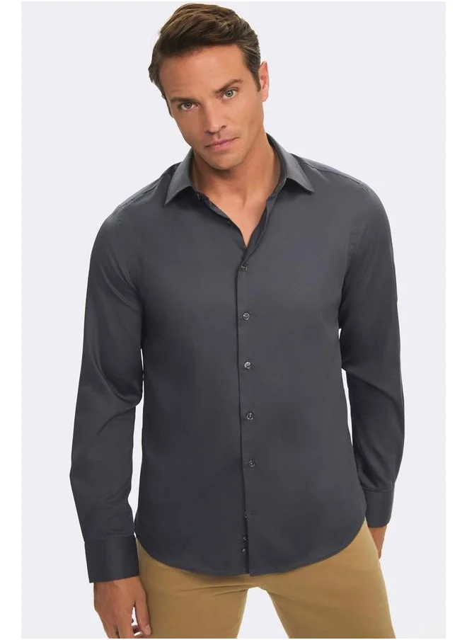 جون June Exclusive Men Slim Fit Shirt Anthracite