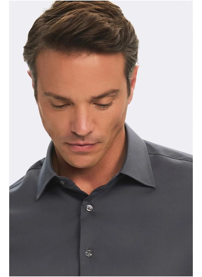 جون June Exclusive Men Slim Fit Shirt Anthracite