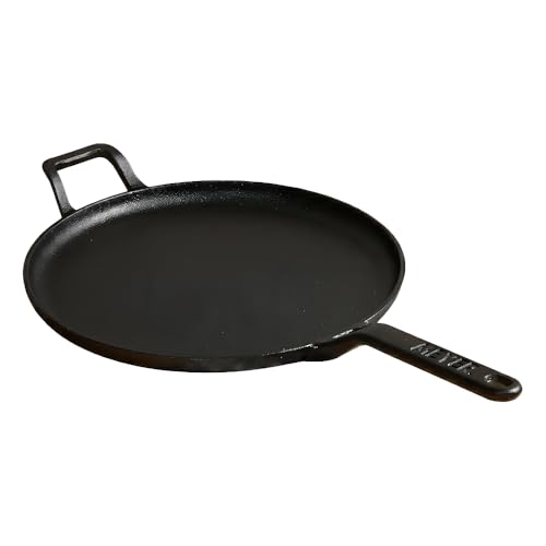 Meyer Pre-Seasoned Cast Iron Flat Dosa/Roti/Chapati Tawa Pan with Stick Handle, Dosa Kallu, Iron Tawa Small Size, Gas and Induction Compatible | 24cm, Black - Image 1