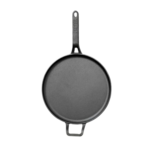 Meyer Pre-Seasoned Cast Iron Flat Dosa/Roti/Chapati Tawa Pan with Stick Handle, Dosa Kallu, Iron Tawa Small Size, Gas and Induction Compatible | 24cm, Black - Image 2