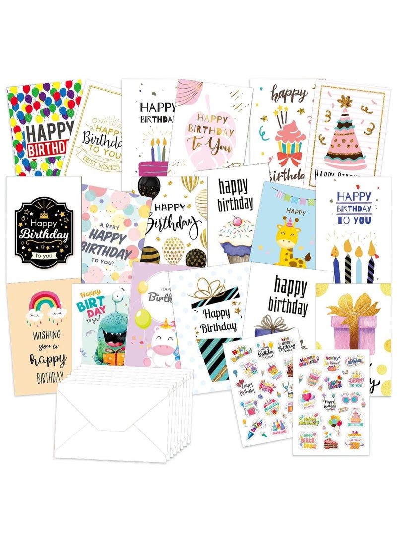 Home Smart Home Smart Happy Birthday Cards 20 Pcs Assorted Designs with Envelope Folding Blank Birthday Card for Boys and Girls  - Image 1