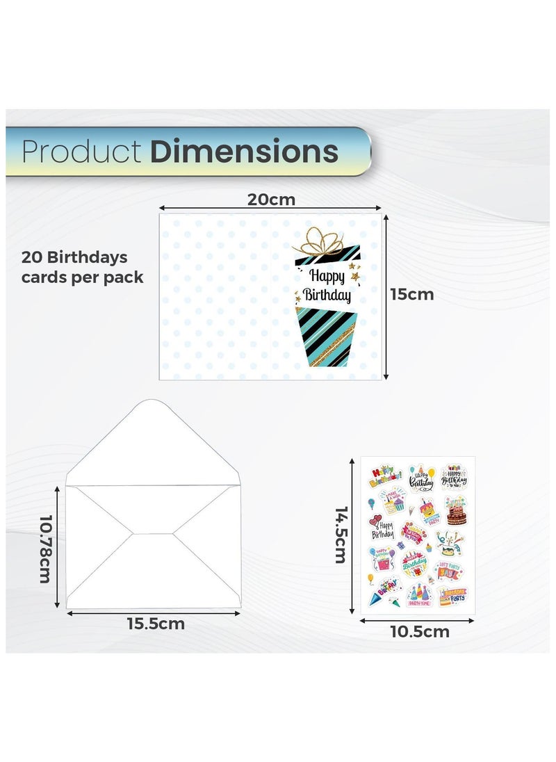 Home Smart Home Smart Happy Birthday Cards 20 Pcs Assorted Designs with Envelope Folding Blank Birthday Card for Boys and Girls  - Image 2