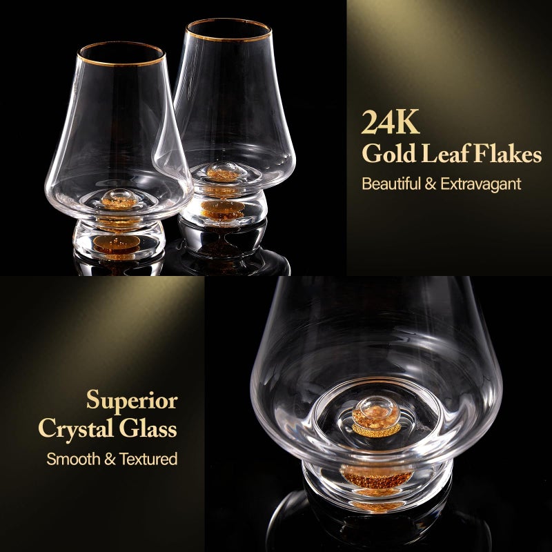 DUJUST Snifter Glasses Set of 2 (8oz), Crystal Whiskey Glasses with 24K Gold Leaf Flakes, Luxury Tasting Glasses for Brandy/Cognac/Bourbon/Tequila/Scotch, BPA-Free & Lead-Free - Image 3