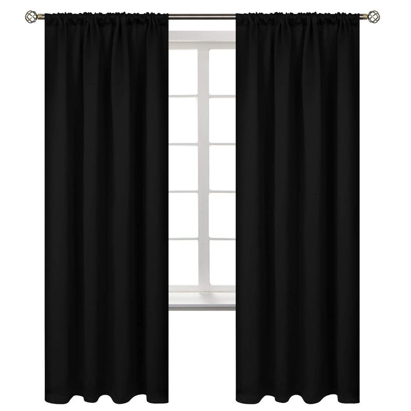 BGment بئسة قضيب جيب الستائر لالتقاط غرفة النوم 72 بوصة - غرفة معزولة الحرارية ستارة غامق لغرفة المعيشة 42 × 72 بوصة 2 لوحات أسود - Image 1