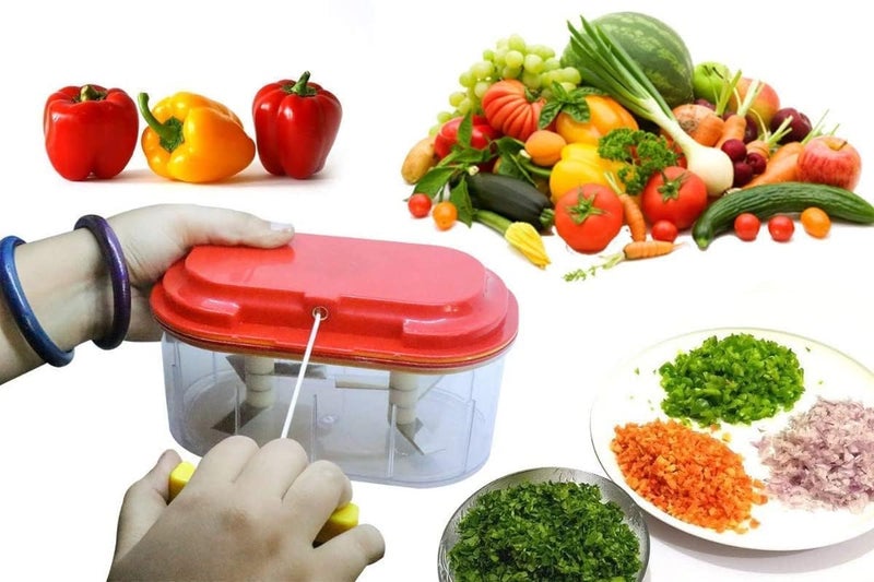 LUCC1N Vegetable Nuts ChopperDori Chopper Dual Blades Twins Chopper HandPowered Double Bowl Twin Fruit Vegetable Big Twin Chopper - Image 3