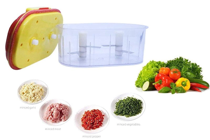 LUCC1N Vegetable Nuts ChopperDori Chopper Dual Blades Twins Chopper HandPowered Double Bowl Twin Fruit Vegetable Big Twin Chopper - Image 4