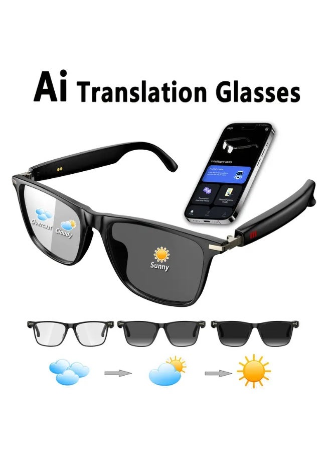 general AI Smart Glasses, Supports 160 Languages Real-Time Translation, Chat GPT System, New Multifunctional Audio Glasses for Men and Women with Built-in Microphone and Speaker, High Definition Voice Calls and HIFI Music Quality, Music Playback and Hands-Free Calls, Physical Color Changing Lenses, High-Quality, Suitable for Comfortable Cycling, Safe Driving, Fun Fishing, Casual Travel, and Everyday Office Wear, Holiday Gift - Image 1