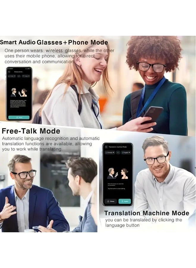 general AI Smart Glasses, Supports 160 Languages Real-Time Translation, Chat GPT System, New Multifunctional Audio Glasses for Men and Women with Built-in Microphone and Speaker, High Definition Voice Calls and HIFI Music Quality, Music Playback and Hands-Free Calls, Physical Color Changing Lenses, High-Quality, Suitable for Comfortable Cycling, Safe Driving, Fun Fishing, Casual Travel, and Everyday Office Wear, Holiday Gift - Image 5