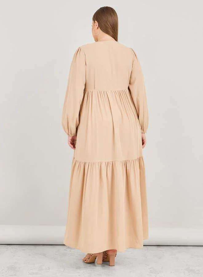 Styli Tiered V-Neck Dress