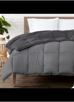 Home of linens Cotton - Reversible Heavy Comforter -4Kgs - Down Alternative Filling - (For Matress 180cm/200cm) - Size  (250cm x 240cm) - Dark Grey x Grey  - Image 1