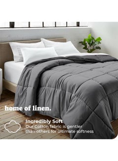 Home of linens Cotton - Reversible Heavy Comforter -4Kgs - Down Alternative Filling - (For Matress 180cm/200cm) - Size  (250cm x 240cm) - Dark Grey x Grey  - Image 2