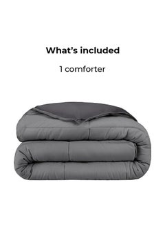 Home of linens Cotton - Reversible Heavy Comforter -4Kgs - Down Alternative Filling - (For Matress 180cm/200cm) - Size  (250cm x 240cm) - Dark Grey x Grey  - Image 4