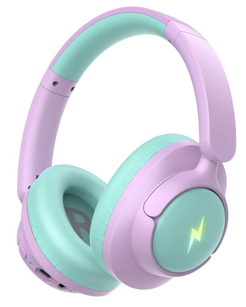 Qozybuds Hybrid Active Noise Cancelling Headphones for Kids, Wireless Bluetooth 6.0 Headset, 100H Playtime, Built-in Mic, Type-C Fast Charging, 94dBA Safe Volume, Colorful LED Lighting - Image 1