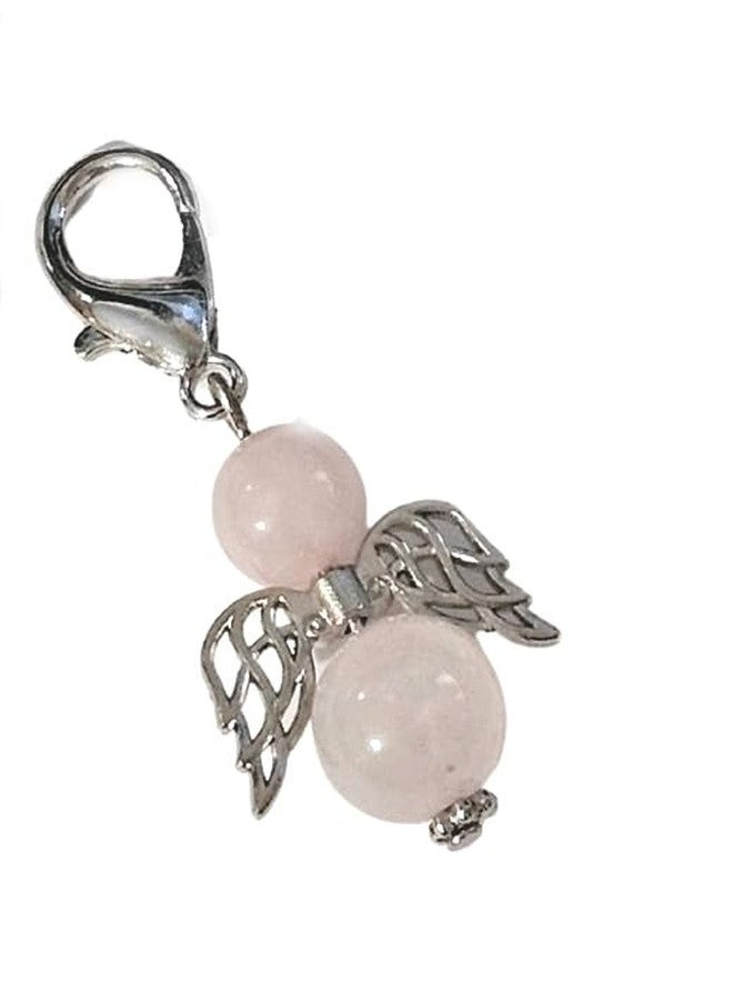 ASTROGHAR Natural Rose quartz Angel Bag And Zipper Crystal Charm - Image 1