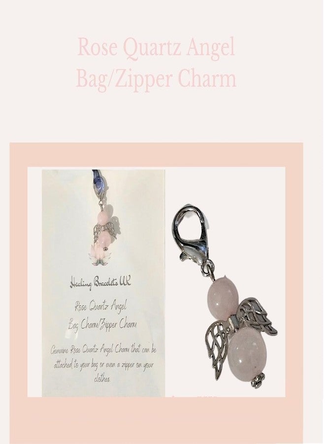 ASTROGHAR Natural Rose quartz Angel Bag And Zipper Crystal Charm - Image 2