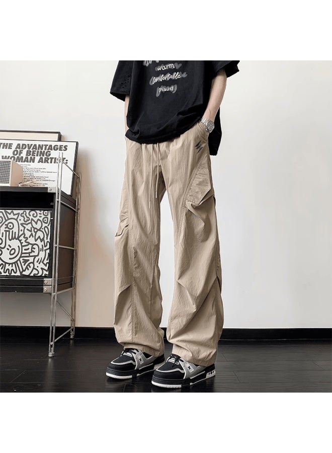 Izexx Outdoor Functional Military Cargo Pants Men Spring Loose Straight Casual Sports Work Pants Xx36 Khaki 3XL - Image 2
