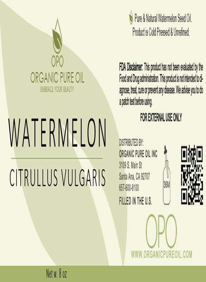 OPO Watermelon Seed Oil - 8 oz - Pure, All Natural, Non-GMO, Unrefined, Carrier Oil - for Hair, Skin, Nails, Body, Feet, Arms, Legs, Dry Skin and More - Image 2