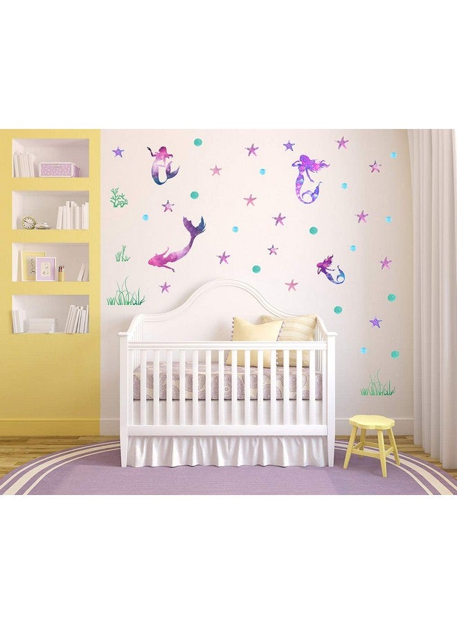 Easu Mermaid Wall Decals Girls Nursery Bedroom Wall Sticker Girls Wall Decals Mermaids Decorative Peel & Stick Wall Decals - Image 5