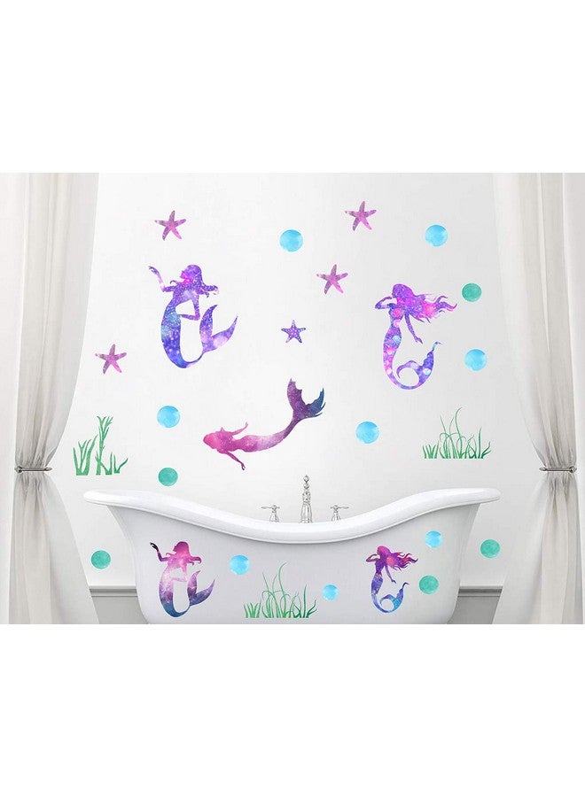 Easu Mermaid Wall Decals Girls Nursery Bedroom Wall Sticker Girls Wall Decals Mermaids Decorative Peel & Stick Wall Decals - Image 3