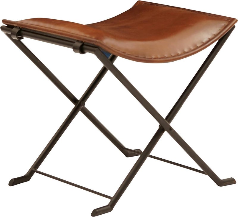 Orbit Art Gallery Butler Melton Golden Brown Leather Stool Tabouret Hunting Camping Chair Leisure Folding Stool Living Room Stool Handmade Folding Stool