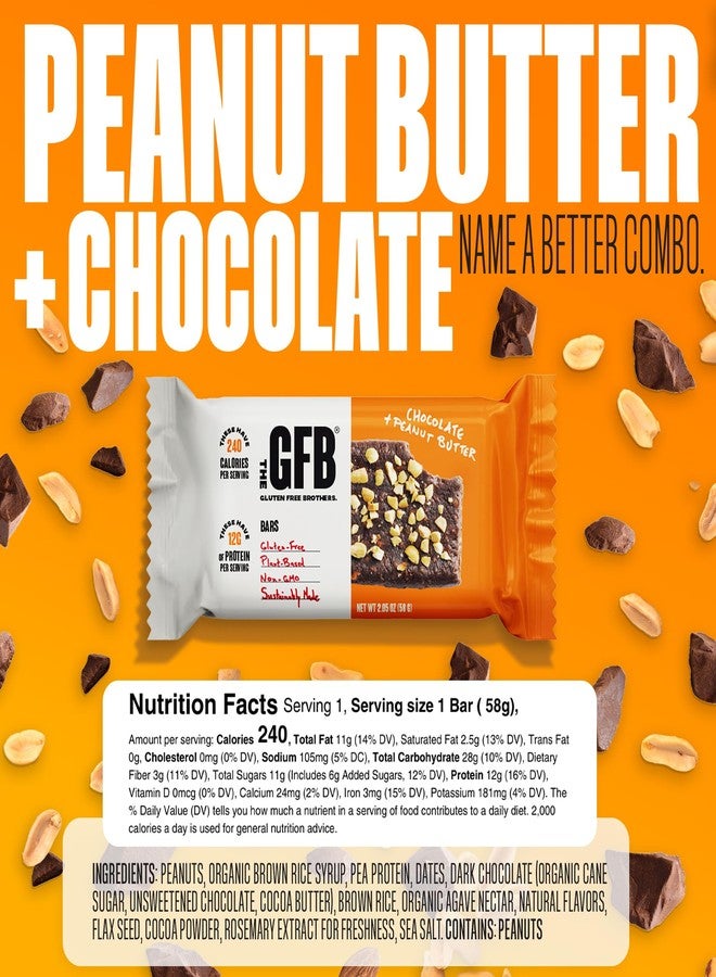 The GFB Chocolate Peanut Butter Protein Bars - Gluten Free, Plant Based, Non GMO, Sustainably Made – Ridiculously Tasty, Healthy, Vegan, Nutrition Snack Protein Bars, 2.05 oz (12 Count) - Image 3